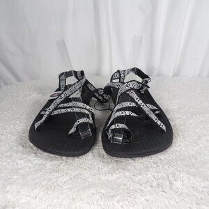 Shade & Shore Womens Ada Black White Textile Comfortable Strappy Sandals Size 11